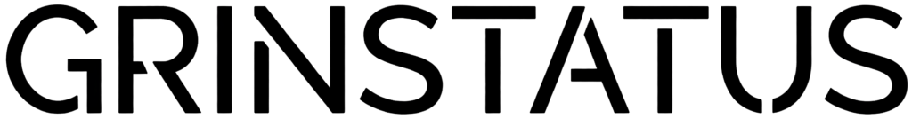 YZE Agency branding logo featuring bold black text GRINSTATUS in modern sans-serif typography on white background